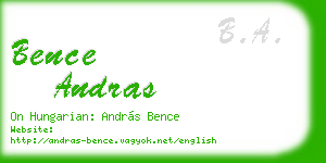 bence andras business card